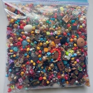 2kg Beads: Plastic, Wood, Alphabet, Metal Junk Drawer/Destash Craft Supplies